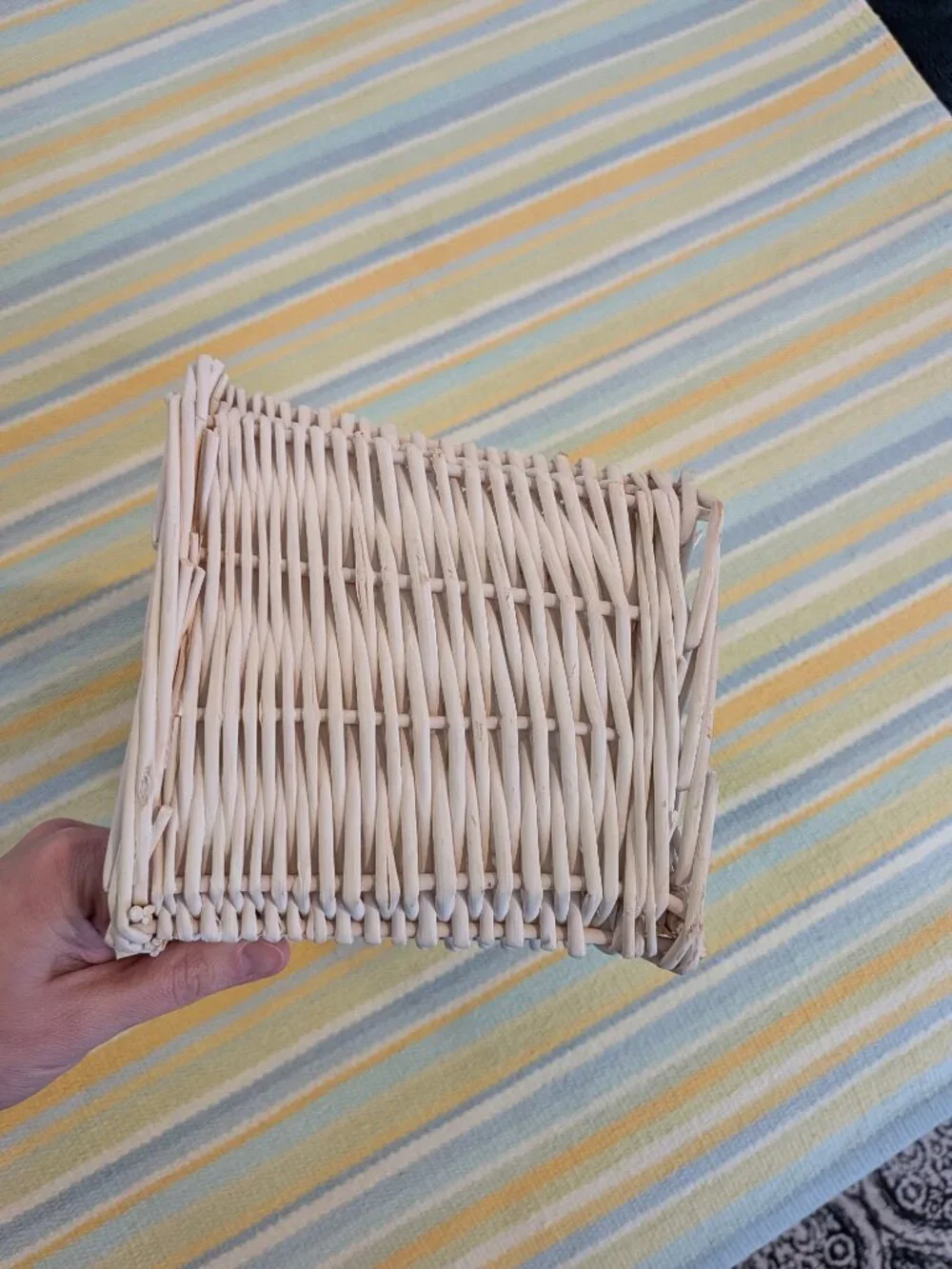 White Wicker Basket With Purple Polka Dot Liner